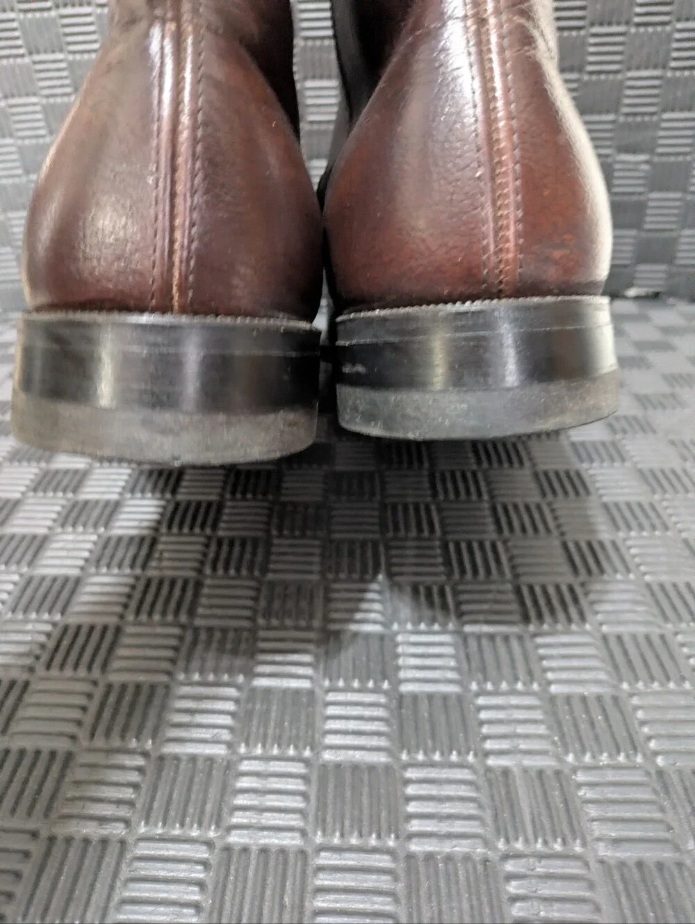 Knapp Safety Shoe Steel Toe Work Boots Side Zip Brown Leather Mens 10.5 EE USA